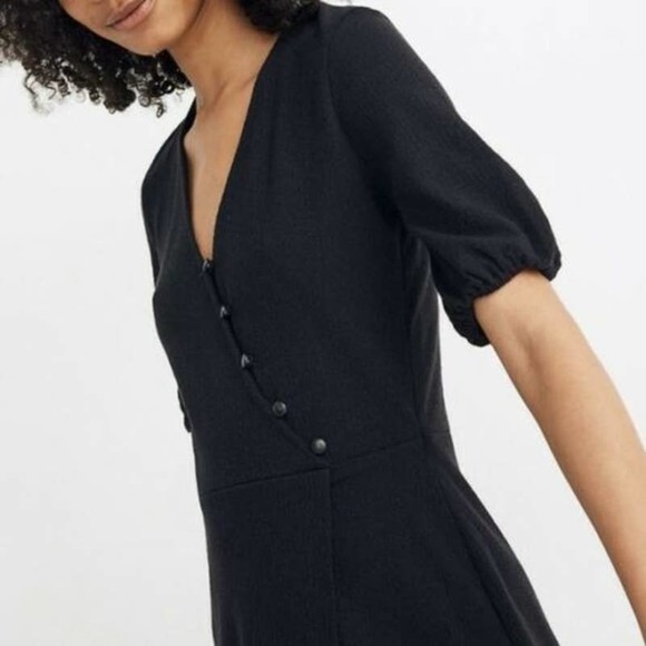 Madewell Cross-Front Button Dress Black Size Small - Picture 2 of 7